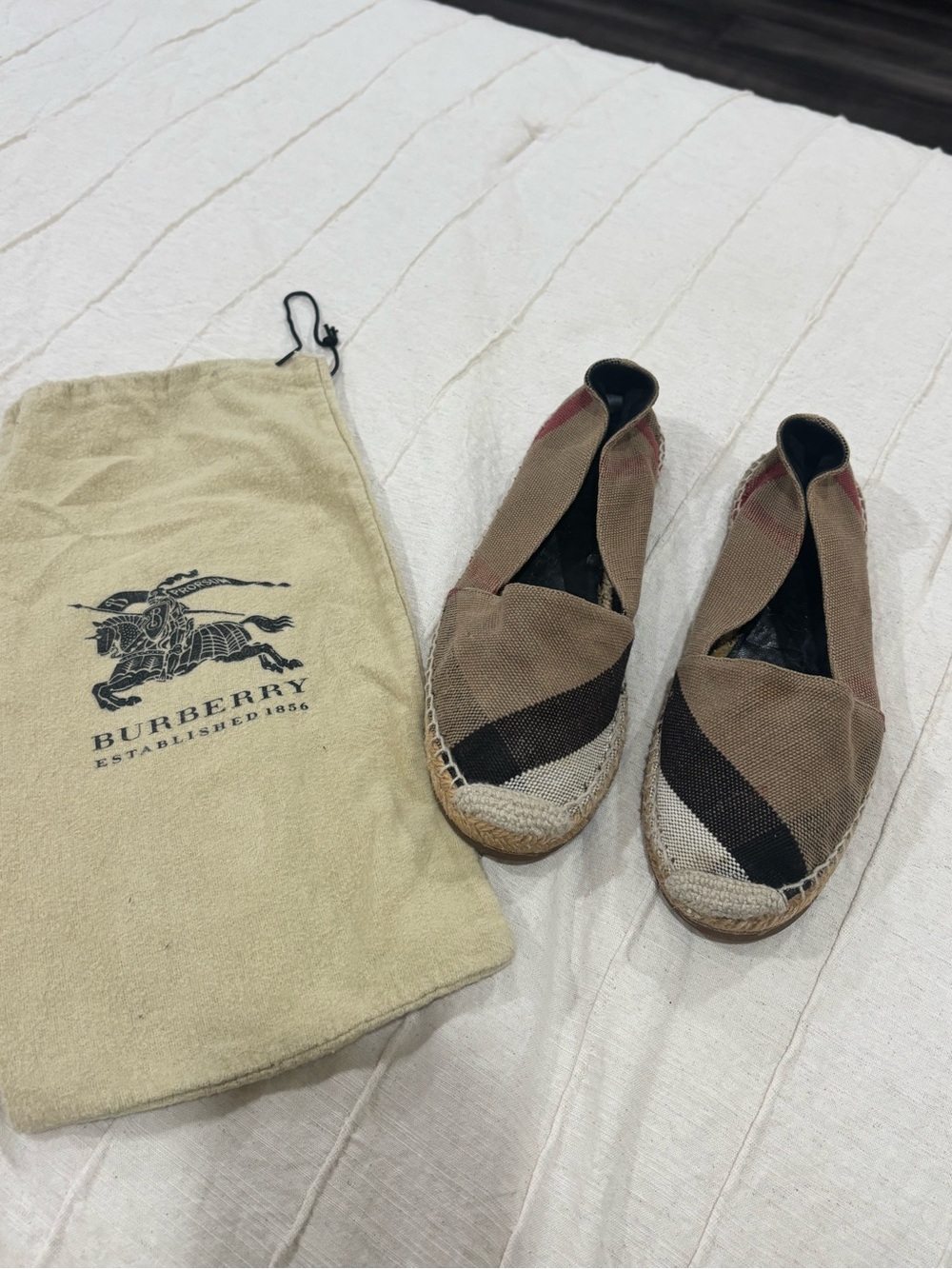 Burberry Tan and Black Check Slip-On Espadrilles - Men